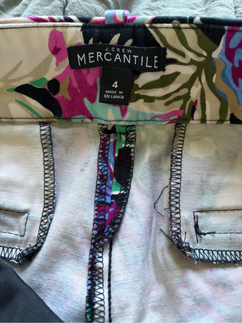 J. Crew Floral Ankle Pants in Black, Pink & Green